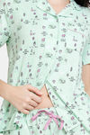 Zivame Summer Treat Knit Poly Pyjama Set - Pastel Green — thumbnail 4